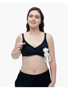 Momcozy HF010 Tencel™ Seamless Pumping Bra – Small, Black, Hands‑Free, NWT